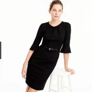 J. Crew Bell Sleeve Sheath in Stretch Ponte Little Black Dress